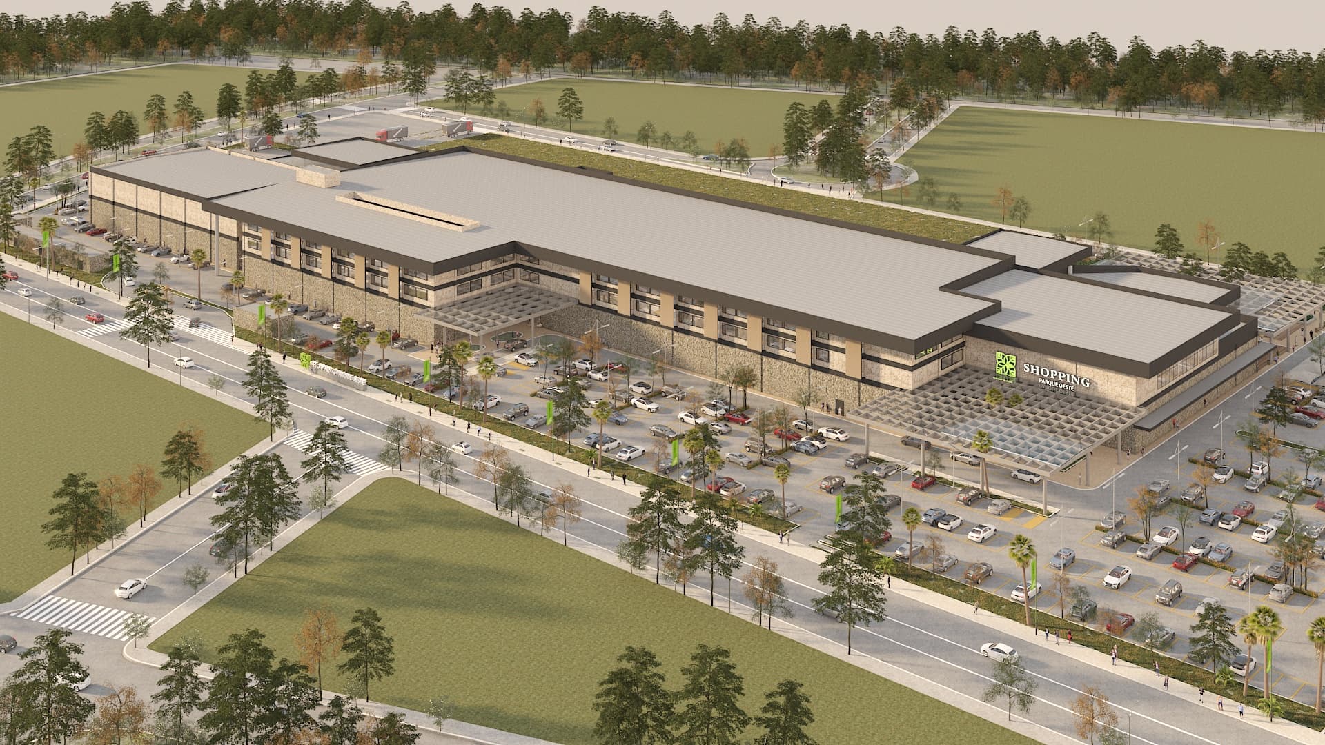 Fachada do Shopping Parque Oeste